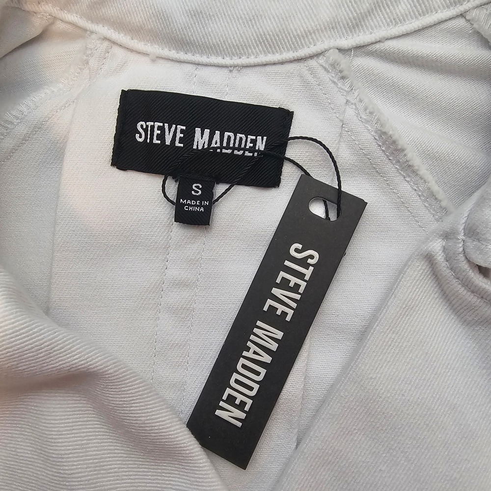 Steve Madden S Small Sirus White Denim Jacket Jean NWT 1432 - Picture 15 of 16